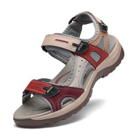 Nouvelles sandales décontractées pour femmes, chaussures de plage confortables en cuir à semelle épaisse, respirantes, à bout ouvert, style romain, pour l'extérieur