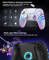 Control Inalámbrico para Juegos Compatible con P5 y Switch, con Altavoz Integrado, Conector para Auriculares, Sensor Hall, Iluminación RGB y Motor de Vibración