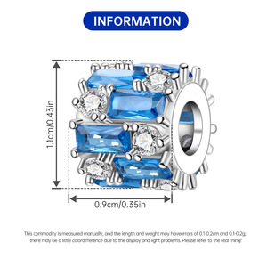 Original white copper <b>bead</b> <b>bracelet</b> - with staggered zircon pendant, a personalized accessory suitable for both men and women - Product Image 6