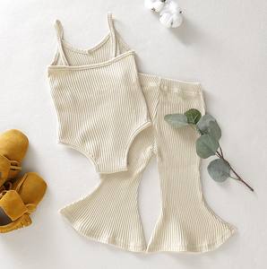 P203049 Conjunto de Ropa para Bebés Niñas, Estilo Nuevo, Chaleco de Color Puro + Pantalones con Volantes, Conjunto de 2 Piezas - Product Image 3