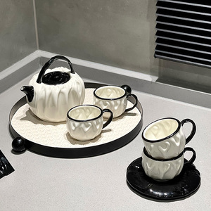 Ensemble de théière et tasses à café en céramique créative Bambootop pour la maison et l'hôtel, ensemble de grande valeur, boîte cadeau d'anniversaire - Product Image 2