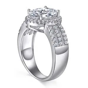 Neues Design Halo Ehering 3ct Pass Diamant tester Oval VVS Moissan ite Ring Edle Schmuck ringe