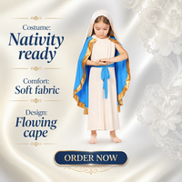 RTS Costume Ethnique Robe Traditionnelle Châle Costume Ancien Madonna Halloween Costume Enfant Jeu de Rôle la Vierge Marie