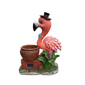 Sculpture de jardin Flamant rose, pot de fleurs, jardinière, décoration extérieure, panneau de bienvenue unique, ornement statuaire - Product Image 5