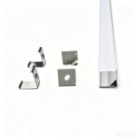 Profilé d'éclairage linéaire en aluminium anodisé à montage en surface, pour bande LED, avec cadre, pour angles à 45 degrés
