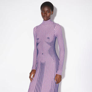 2023 новое платье с 3D принтом в полоску, модное облегшее длинное платье с круглым вырезом и длинным рукавом для женщин - Product Image 5