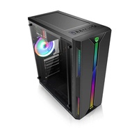 Boîtier de jeu de bureau Power Train Dark Sword avec éclairage RGB coloré, panneau latéral en verre, format Mid-Tower, tout neuf, avec port USB3.0 sur la planche arrière