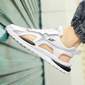 Sandales plates d'été pour hommes avec lacets, semelle souple en maille beige, pour adolescents, décontractées, sportives, pour la conduite et la plage - Product Image 2