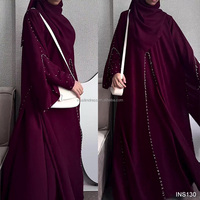 En Gros Ensemble Abaya de Luxe Couleur Unie avec Perles Faites à la Main Robe de l'Aïd de Dubaï Personnalisée pour Femmes Robe Musulmane Modeste Turque Été Hiver