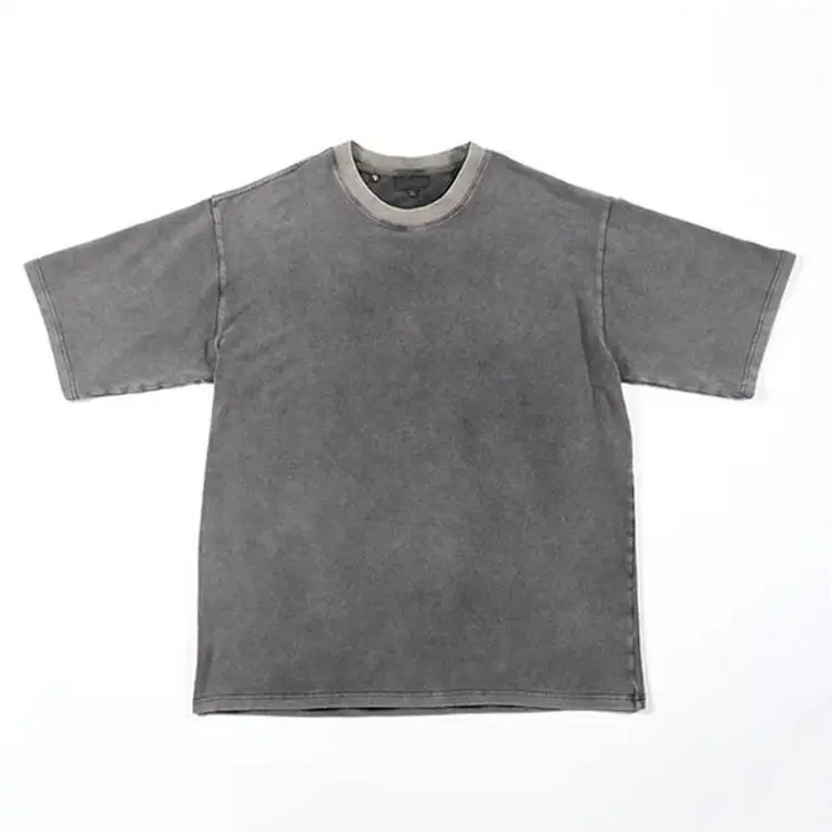 Wholesale men's Acid Washed T-shirts Oversized plus size T-shirts 100% Cotton Drop Shoulder vintage Mineral Stone Wash T Shirt