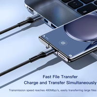 Câble de charge rapide USB-A vers USB-C 66W 6A en nylon tressé noir SAMZHE 1m pour appareils iOS et batteries externes