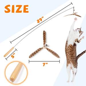 Juguetes de Varita Interactivos para Gato con Mango de Madera Resistente y Campana para Gatitos Juguete de Cuerda Juguete de Plumas para Gato - Product Image 4