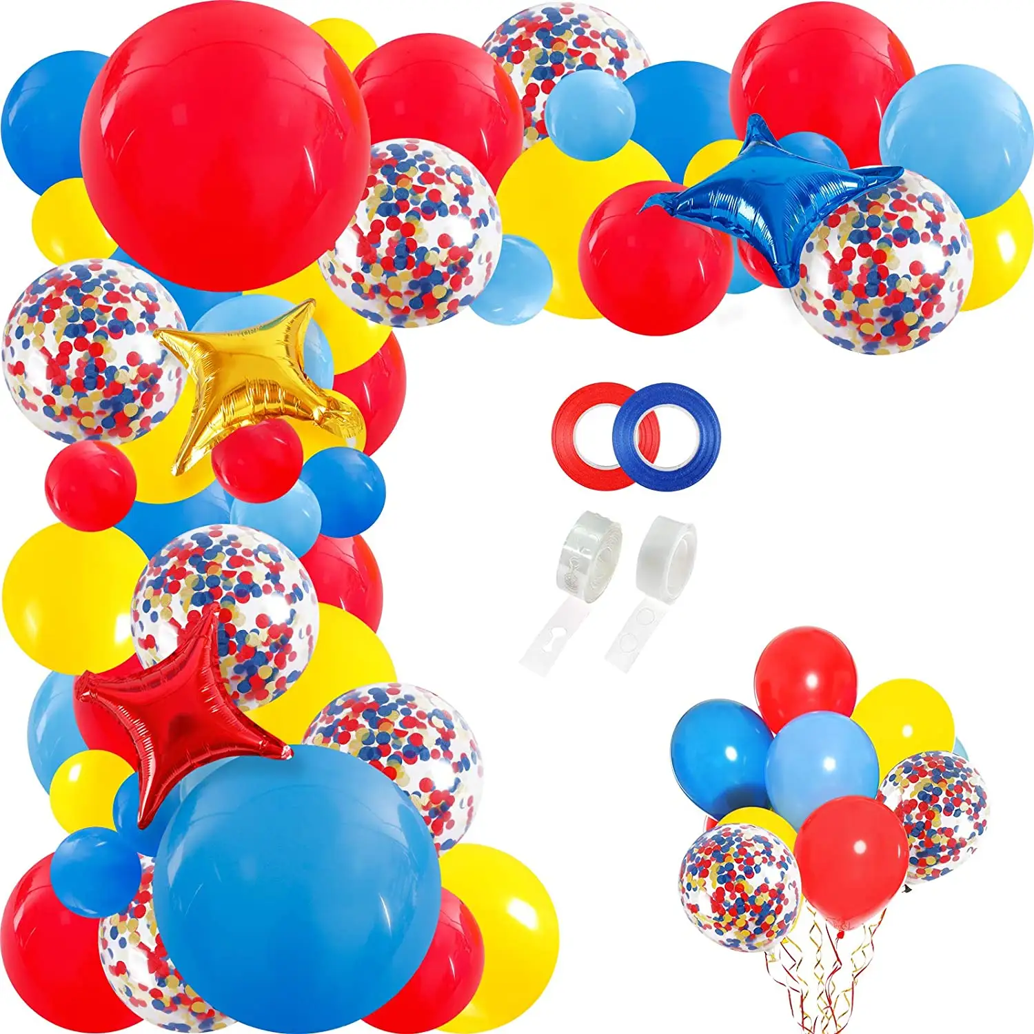 Carnaval Circus Rood Blauw Geel Ballon Garland Arch Kit 120Pcs Multicolor Confetti En Ster Folie Decoratie Ballonnen