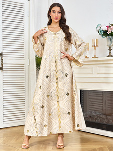 Robe d'été modeste pour femme 2026 de Dubaï, longueur cheville, respirante, à sequins, pour exportation transfrontalière, idéale pour les cérémonies musulmanes du soir - Product Image 5