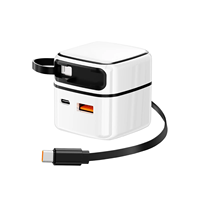 2025 pengisi daya perjalanan rumah, Charger Multi-Port PD Gan dengan kabel Tipe C yang dapat ditarik, fungsi PD 3.0 pelindung OTP