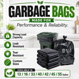 ถุงขยะไท่หยางแบบมีก้นข้าง รีไซเคิลได้ ความหนาแน่นสูง สีดำ HDPE ขนาด 1 ตัน สำหรับใช้ในครัวเรือน บรรจุแบบม้วน ผลิตในจีน - Product Image 1