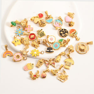 Liontin Perhiasan Mode Olivia Designer Custom DIY dari Baja Anti Karat, Liontin Emas untuk Pembuatan Gelang dan Kalung - Product Image 1