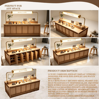 Vitrines de présentation complètes pour bijouterie de luxe sur mesure, vitrine à bijoux en verre haut de gamme, cadre en bois massif, LED durable, haute qualité