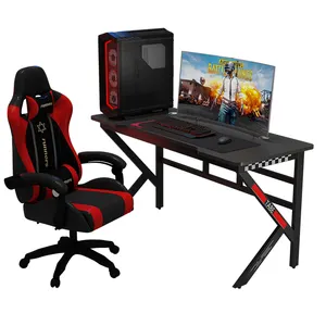 โต๊ะคอมพิวเตอร์สำหรับเล่นเกม,โต๊ะ MDF สีดำโต๊ะคอมพิวเตอร์สำหรับบ้านสำนักงานโต๊ะเล่นเกมพร้อมกรอบโลหะ