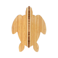 SINCERE Schattig bamboe snijplank in de vorm van een zeeschildpad, natuurlijke bamboe snijplank in dierenvorm, handmatige messenhouder