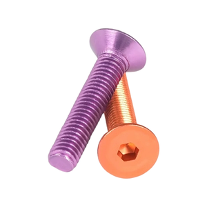Viti a <span class=keywords><strong>testa</strong></span> <span class=keywords><strong>svasata</strong></span> esagonale <span class=keywords><strong>M5</strong></span> M6, anodizzate nere, blu, rosse, verdi, bulloni in alluminio colorati per auto RC - Product Image 1