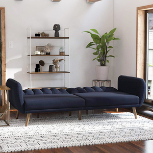 Winfugce โซฟาเบดปรับได้ผ้าลินินสีฟ้าแบบพับได้เฟอร์นิเจอร์ห้องนั่งเล่นดีไซน์ใหม่ - Product Image 3