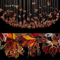 Lustres de Foyer de Feuille en Céramique LED de Luxe Modernes Contemporains Grandes Lampes Suspendues de Plafond de Table d'Intérieur