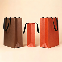 Sacs fourre-tout de luxe en papier kraft orange, écologiques, robustes, avec poignées en corde épaisse, logo personnalisé pour cadeaux et artisanat