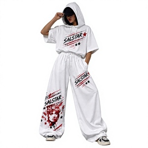 Wholesale Custom <b>Women</b> Oversized Drop Shoulder Hoodie Baggy Sweatpants <b>White</b> Streetwear Private Label 2 Piece Matching <b>Tracksuit</b> - Product Image 1