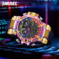 Montre de sport pour homme SMAEL 8110, nouvelle conception de l'année du dragon, numérique, résistante à l'eau 5 BAR, lumineuse, chronomètre, alarme