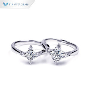 Tianyu Romantic Star Design <b>Silver</b> Moissanite <b>Rings</b> 0.5ct and 1ct Anniversary and Valentine's Day <b>Couple</b> Gift - Product Image 2
