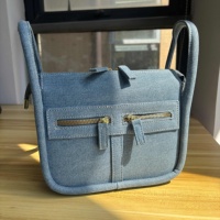 Sac à bandoulière zippé tendance pour femme, style rétro haut de gamme, en jean, design unique, portable et élégant, marque thaïlandaise 2024