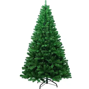 高级铰链云杉人造节日圣诞绿色聚氯乙烯圣诞树，带1150树枝尖