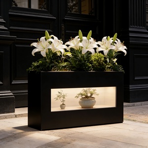 Jardinera Exterior, Caja de Flores, Soporte de Exhibición Comercial, Jardinera Decorativa con Luces, Maceta Personalizable - Product Image 3