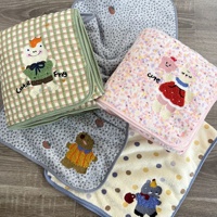 Ensemble de serviettes de bain en velours corail épais Longren, broderie animale de dessin animé, en nylon, pour adultes et couples, usage domestique, doux et absorbant