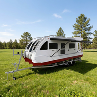 Maison flottante de luxe en aluminium remorquable avec cabine, chambre, toilettes, cuisine, évier, cuisinière intégrée, table et moteur hors-bord pour le sport