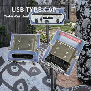 Conector Hembra USB Tipo C 6P PCT CF-140, Resistente al Agua, Corriente Nominal de 5A, 100V CA/minuto, Longitud de 0.5m, Montaje en PCB - Product Image 3