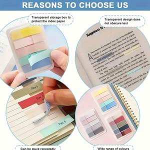 3PCs Multi-Color Gradient Self-adhesive Sticky <b>Bookmark</b> Label Memo Pads Set Arrow/Rectangular Shapes for Office/Study Storage - Product Image 3