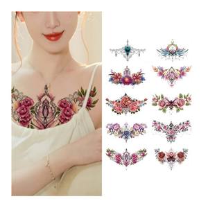 Pegatina de tatuaje temporal de flor de Rosa extraíble a prueba de agua para mujeres y niñas, diseño Floral grande realista, pecho, <span class=keywords><strong>espalda</strong></span>, papel hecho Sexy - Product Image 2
