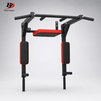Barra de dominadas y estación de dips montada en la pared con soporte para elevación de piernas, equipo de gimnasio multifuncional para el hogar, de acero de alta resistencia
