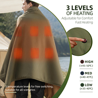 Couverture chauffante électrique portable USB 3 niveaux de chaleur, coupe-vent en polaire, châle chaud pour le camping, la pêche, les voyages en plein air et les randonneurs