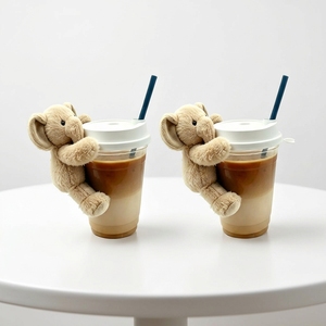 Decoración para Taza <span class=keywords><strong>de</strong></span> Café con Forma <span class=keywords><strong>de</strong></span> <span class=keywords><strong>Elefante</strong></span> y Oso <span class=keywords><strong>de</strong></span> Peluche con Fijación <span class=keywords><strong>de</strong></span> Velcro - Product Image 3