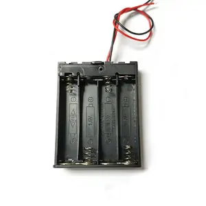 Plastic 4 AAA 6V Series Battery Holder With Switch And Cover