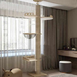 Tour à chat surélevée en <span class=keywords><strong>bois</strong></span> avec plateforme de saut et cadre d'escalade jusqu'au plafond, modèle 2026, pour chats de grande taille - Product Image 4