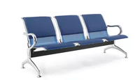 Chaise d'attente moderne en acier inoxydable 3 places pour aéroport, hôpital, banque et centre commercial