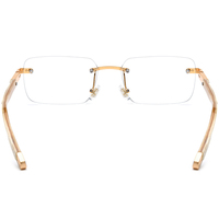 Gafas Borregls de cuerno de búfalo para hombre, diseño de marca, montura cuadrada, gafas sin montura para mujer, montura sin marco, gafas ópticas de lujo 0041