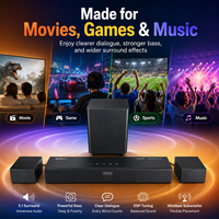 Barre de son 5.1 canaux 410W, système home cinéma avec caisson de basses sans fil, enceintes arrière, DSP, BT 5.3, EARC