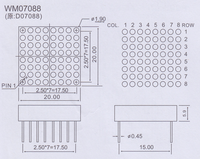 Module d'affichage LED miniature Houkem-7088-BSR 8x8, matrice de points de 1,9 mm