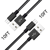 Kabel Data Pengisian Daya Cepat USB Micro Nylon Braided Berbahan Aluminium Alloy untuk Smartphone