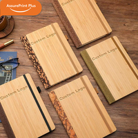 Carnet A5 ligné en bambou avec couverture rigide personnalisée, logo gravé, coffret cadeau avec stylo en bois, souvenir de mariage ou d'entreprise